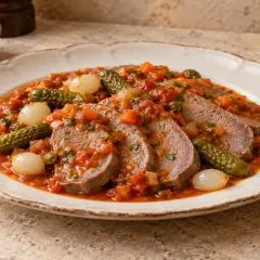 Langue de bœuf sauce piquante
