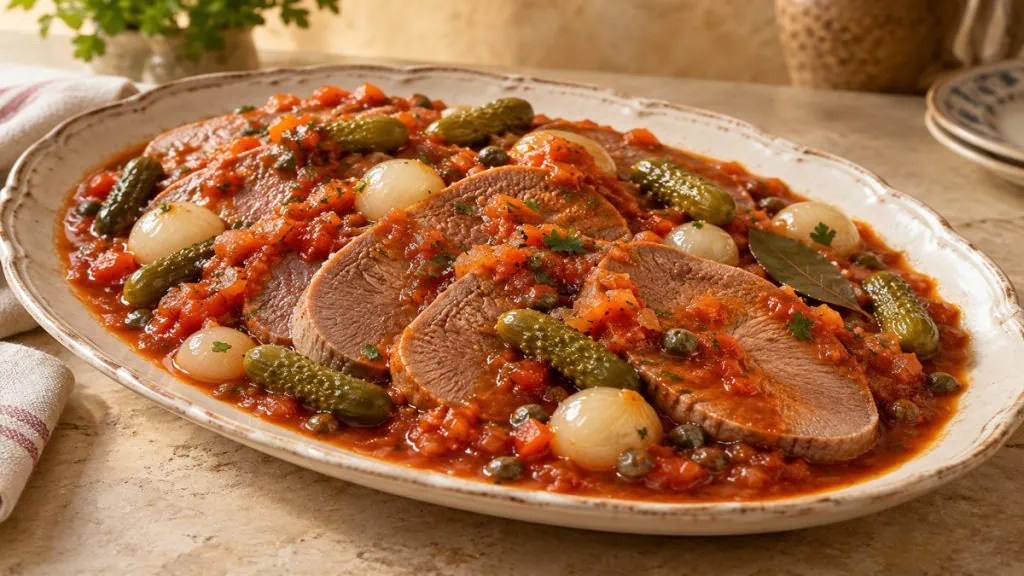 Langue de bœuf sauce piquante, vue principale