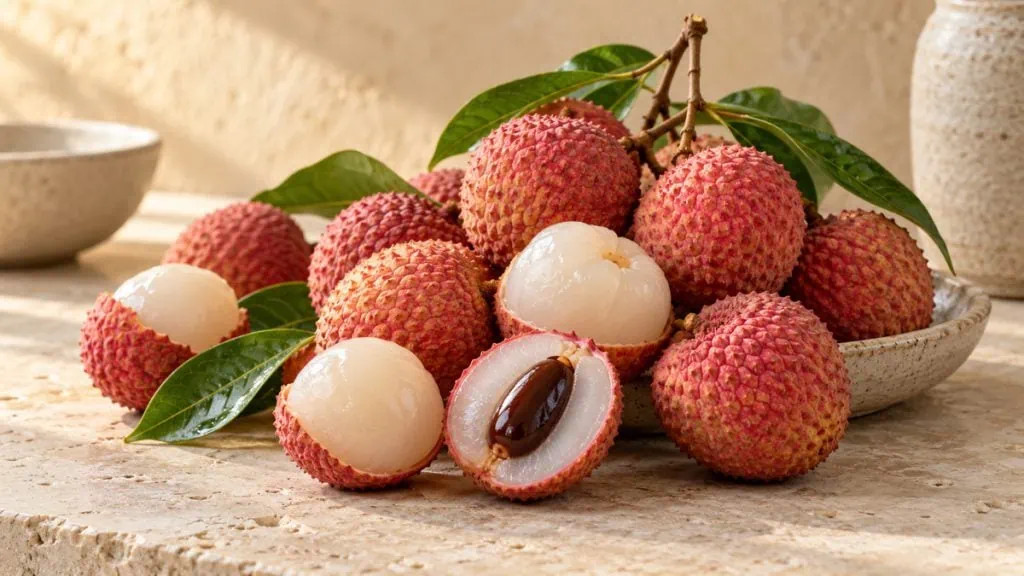 Litchis frais entiers et épluchés