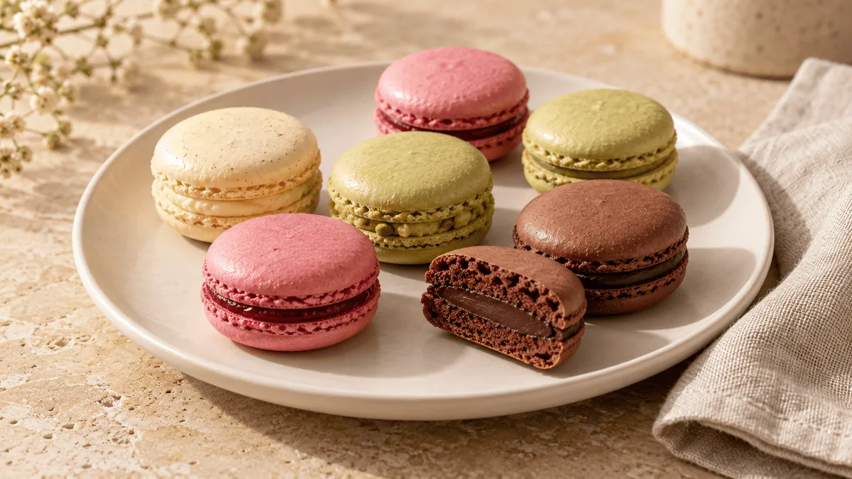 Macarons parisiens aux coques amande et garnitures variées