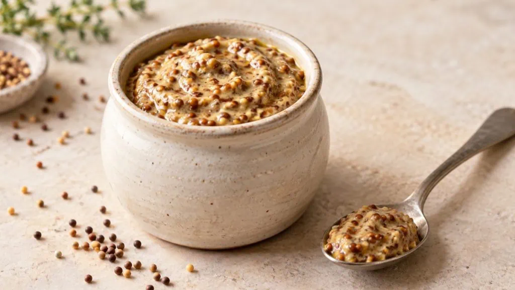 Moutarde à l’ancienne crémeuse avec ses grains entiers