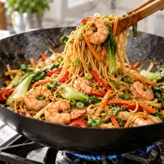 Nouilles sautées aux crevettes