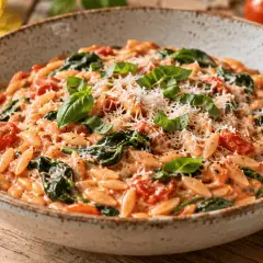 Orzo crémeux tomate-épinards