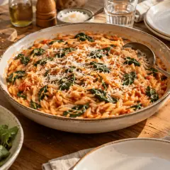 Orzo crémeux tomate-épinards