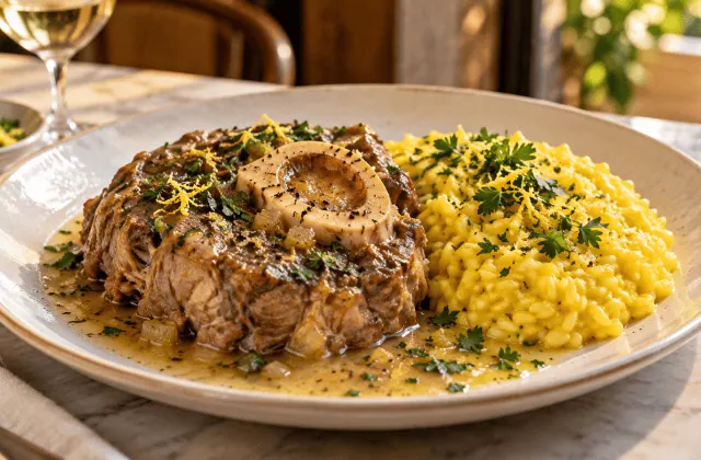 Osso buco à la milanaise avec risotto au safran et gremolata