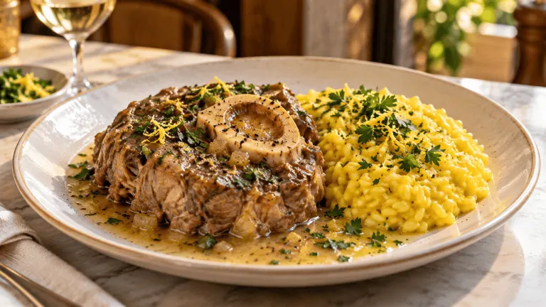 Osso buco à la milanaise avec risotto au safran et gremolata