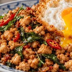 Pad kra pao au poulet