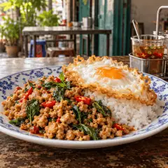 Pad kra pao au poulet