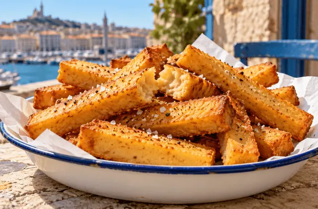 Panisses marseillaises dorées à la farine de pois chiche, salées et poivrées