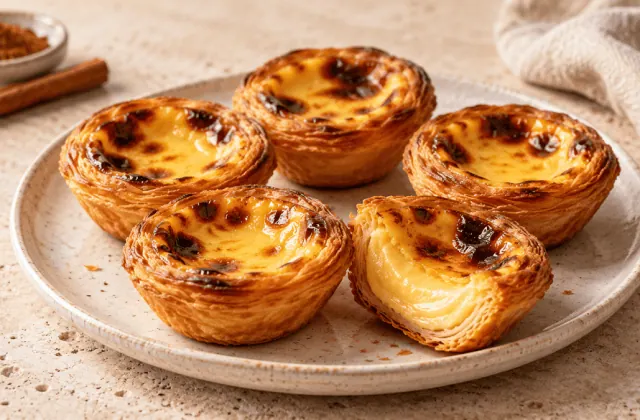 Pastéis de nata portugais à la pâte feuilletée et crème caramélisée