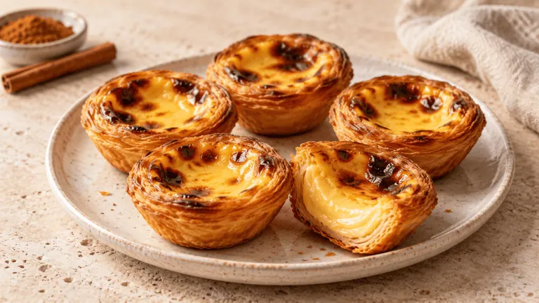 Pastéis de nata portugais à la pâte feuilletée et crème caramélisée