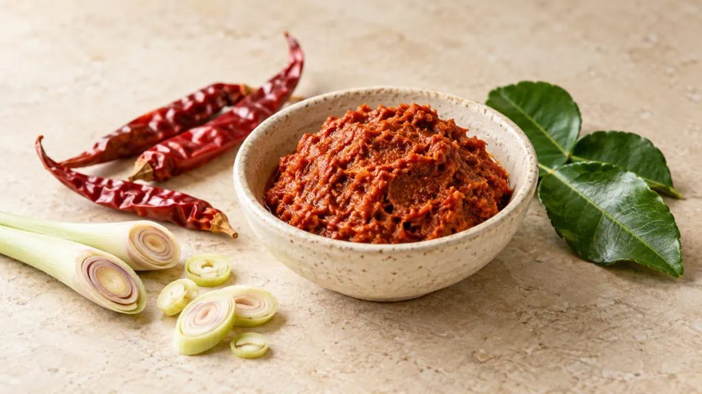 Pâte de curry rouge thaï avec piments et citronnelle