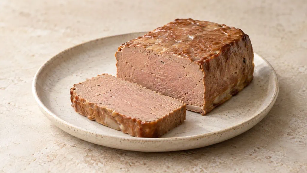 Pâté de foie traditionnel en terrine avec une tranche