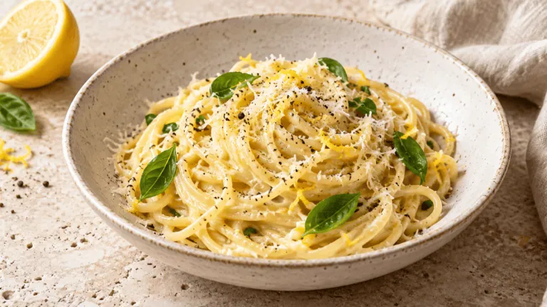 Linguine au citron, parmesan, basilic et poivre noir