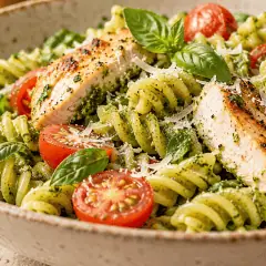 Pâtes au pesto et poulet