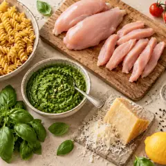 Pâtes au pesto et poulet