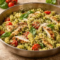 Pâtes au pesto et poulet