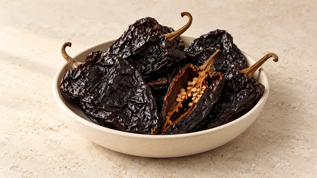Piments ancho séchés larges et brun rouge
