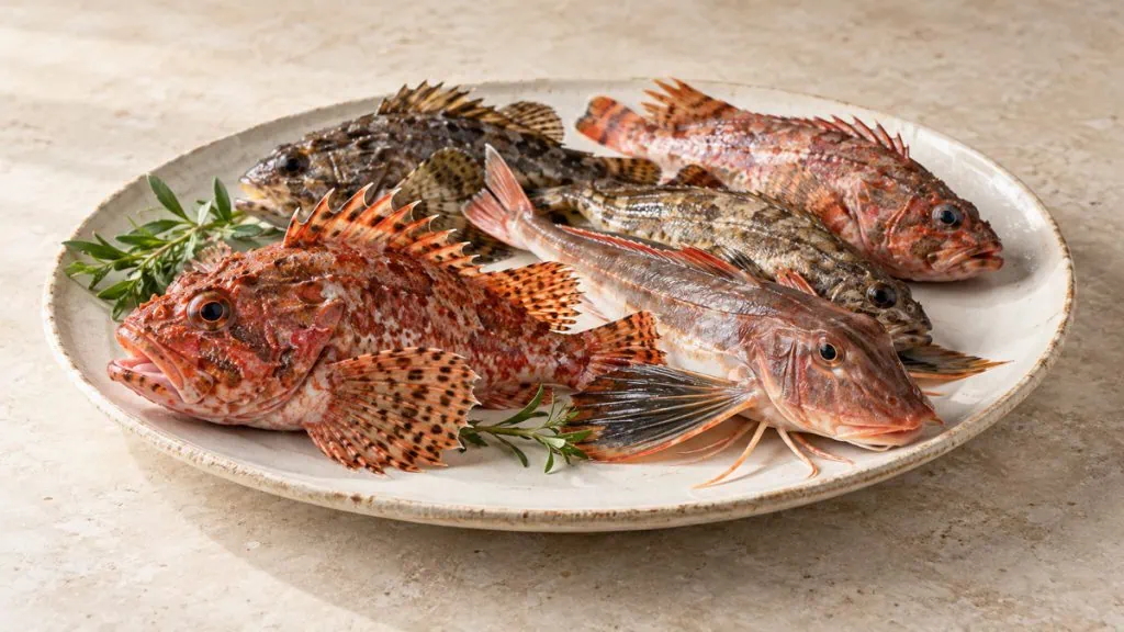 Assortiment de poissons de roche méditerranéens frais