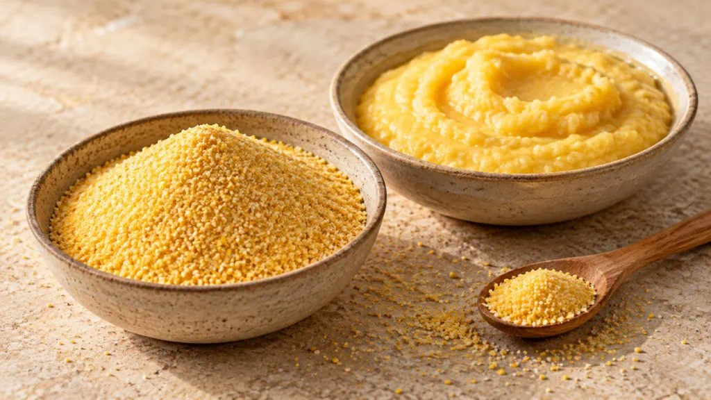 Semoule de maïs pour polenta et polenta crémeuse