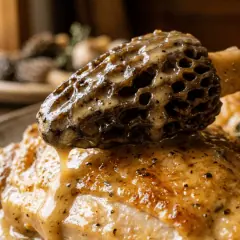 Poulet au vin jaune et aux morilles