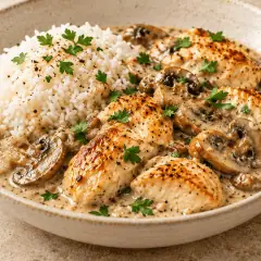 Poulet à la crème et aux champignons