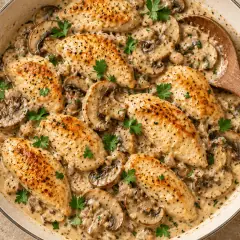 Poulet à la crème et aux champignons