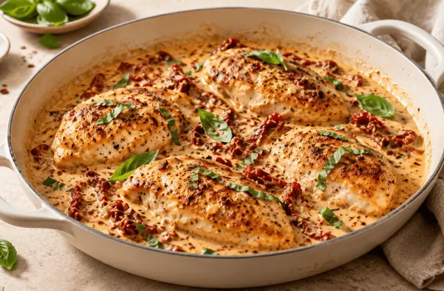 Poulet Marry Me dans une sauce crémeuse aux tomates séchées et basilic