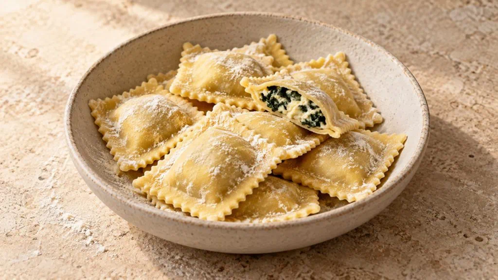 Ravioli frais à la ricotta et aux épinards