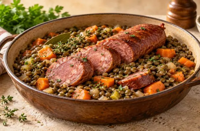 Saucisse de Morteau aux lentilles, vue principale