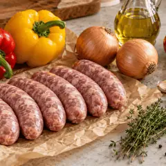 Saucisses poêlées aux poivrons