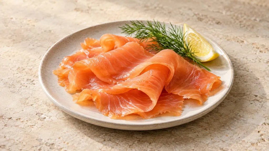 Tranches de saumon fumé avec aneth et citron