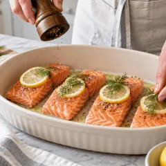 Saumon au micro-ondes, citron et aneth