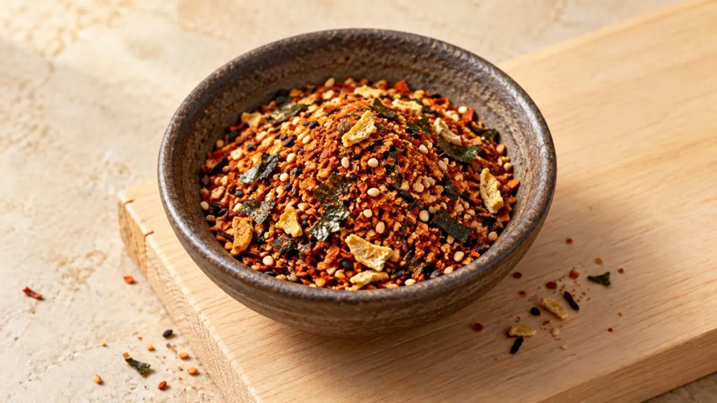 Mélange japonais shichimi tōgarashi dans un bol en céramique