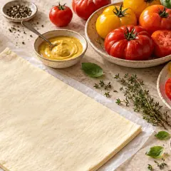 Tarte fine tomate-moutarde