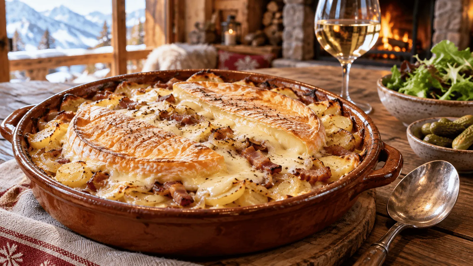 Tartiflette savoyarde fumante au reblochon, pommes de terre, oignons et lardons
