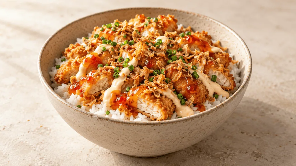 Bol de Tasty Crousty au riz et poulet pané