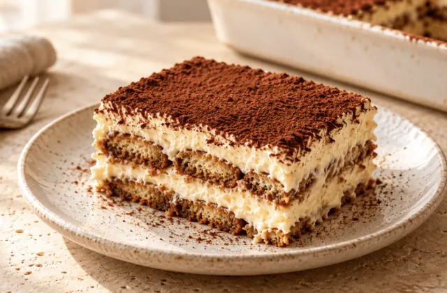 Tiramisu traditionnel italien au mascarpone, café et cacao