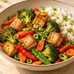 Tofu croustillant aux légumes