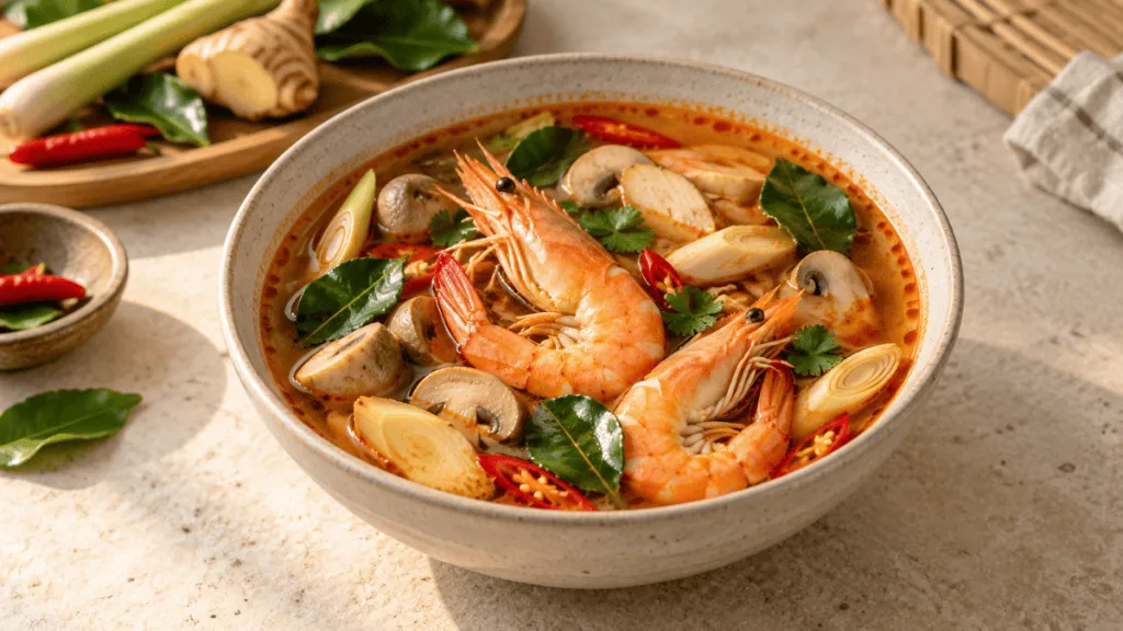Soupe thaïlandaise tom yum goong aux crevettes
