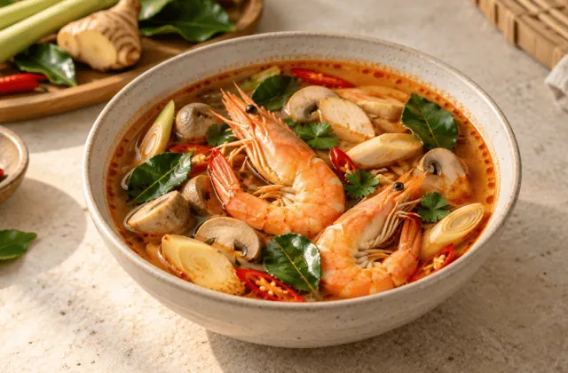 Soupe thaïlandaise tom yum goong aux crevettes