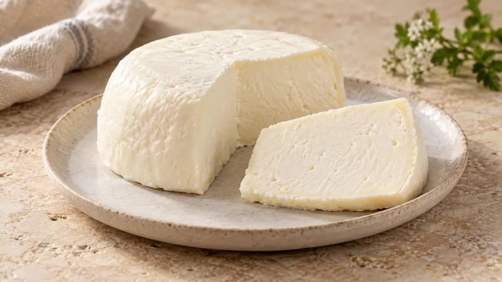 Tomme fraîche blanche entière et coupée
