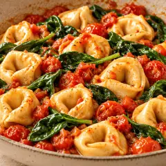 Tortellini tomate-épinards
