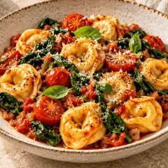 Tortellini tomate-épinards