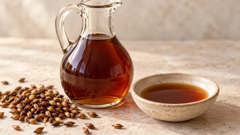 Vinaigre de malt ambré avec grains d’orge
